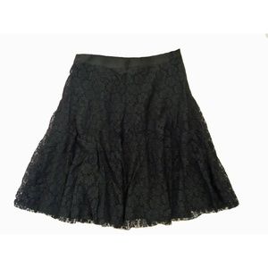 DKNY NWT Lace Knee Length Skirt Black Layered Karan 10
